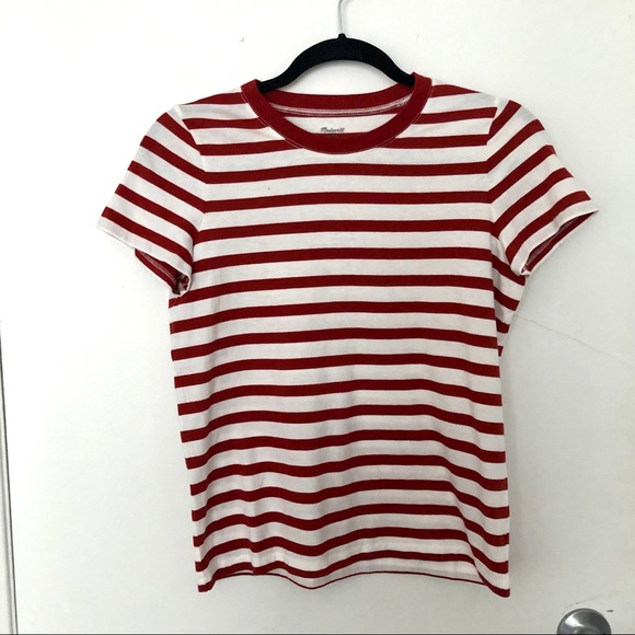 red + white striped madewell tee - Picture 2 of 3